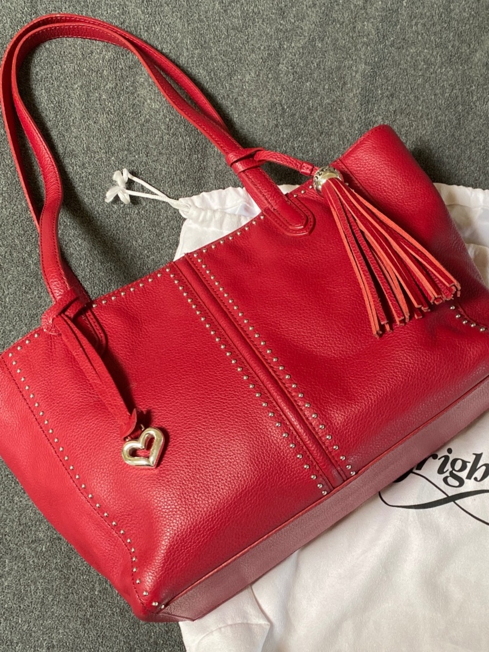 BRIGHTON Jax City Tote lipstick red, purse bag LEATHER